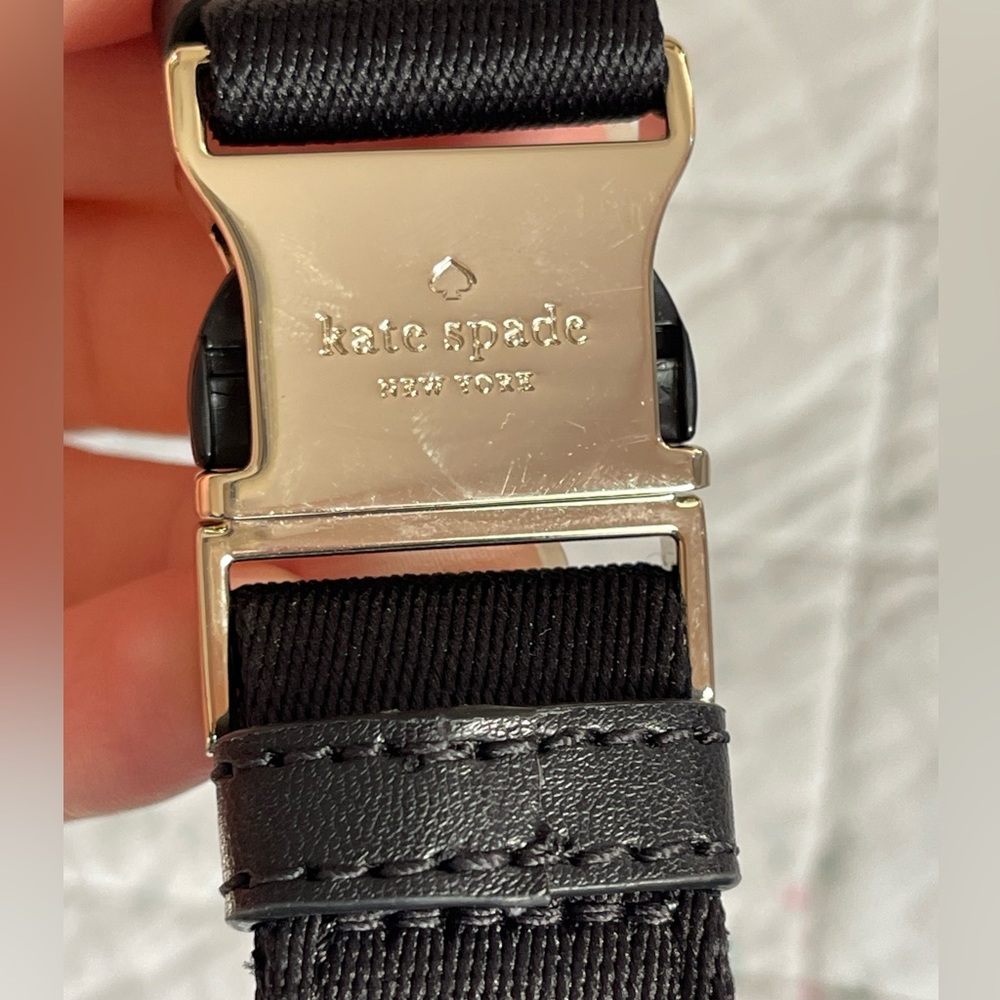 USED KATE SPADE NYLON CHELSEA BETTER BLACK BELT BAG FANNY LEATHER TRIM $249 - Picture 6 of 7